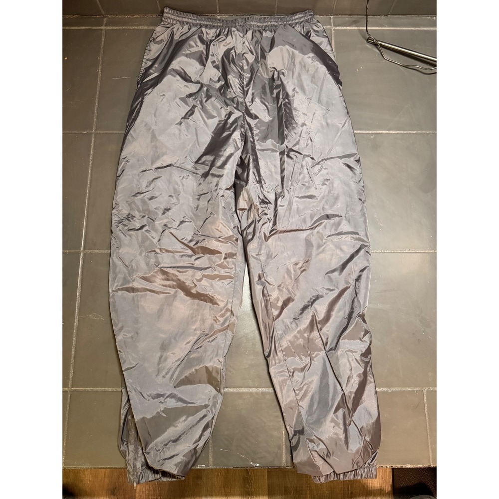 Franklin Sports Mens Vintage Nylon Windbreaker Track Pants Gray Large Zipper